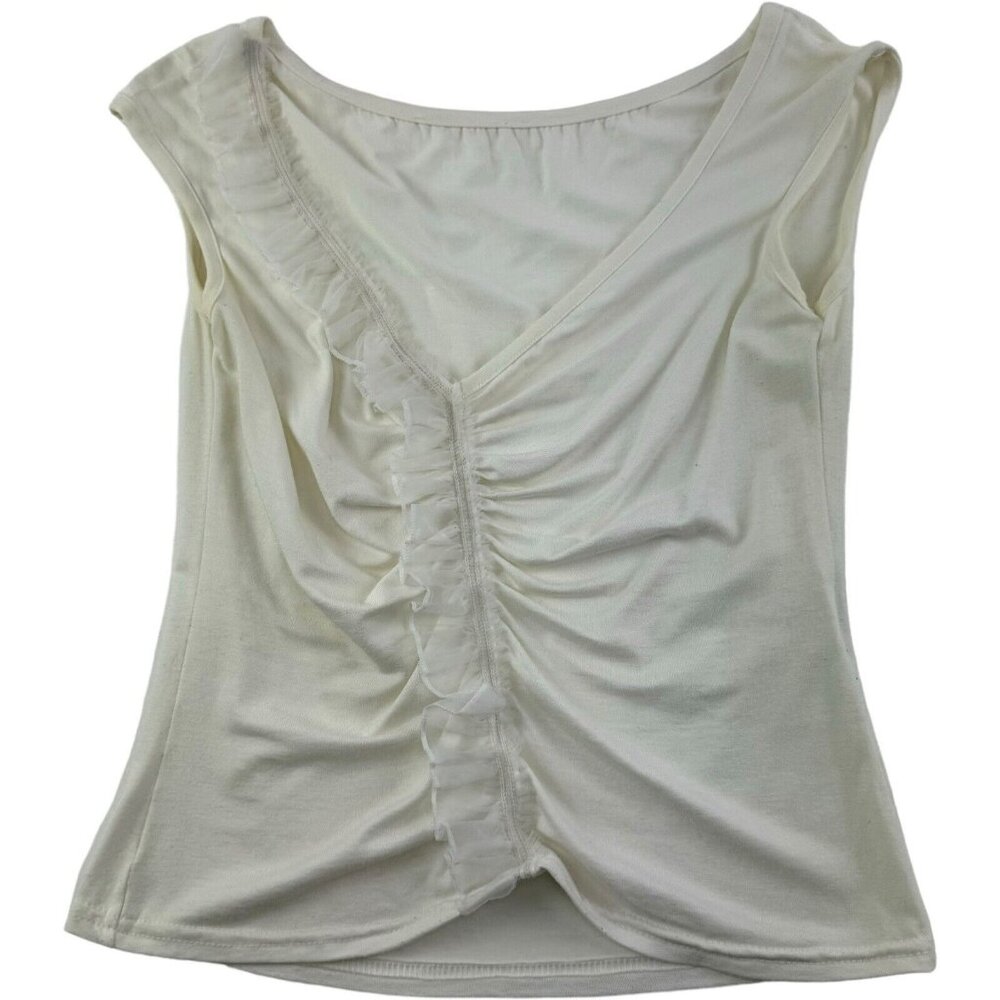 La Petite Francaise White Viscose Elastane Depose Tank Top Womens Size M/L